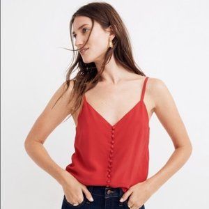 *NWT* MADEWELL Red Silk Button-Down Cami